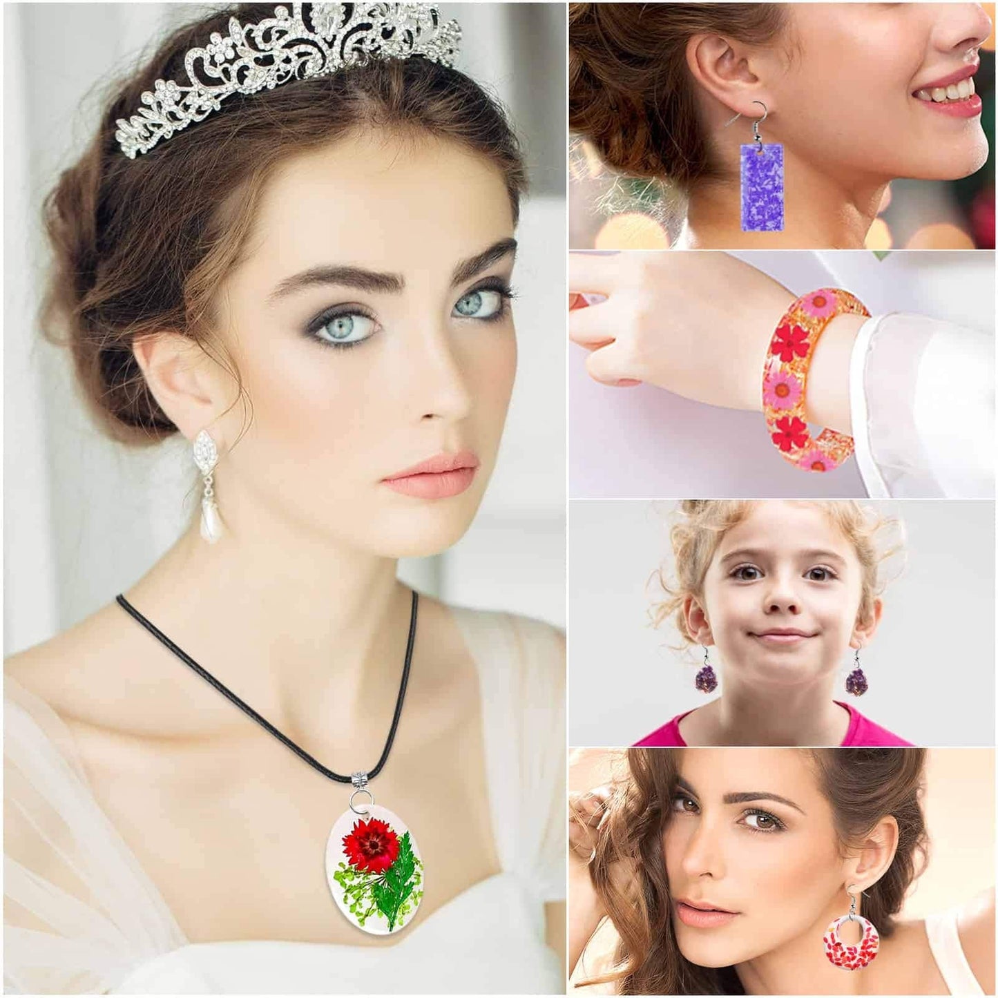 219Pcs Resin Kit for Beginners, Thrilez Resin Mold Kit with Resin Molds Silicone and Epoxy Resin Supplies Include Dried Flowers, Foil Flakes, Necklace Cord, Earring Hooks for DIY Jewelry Making