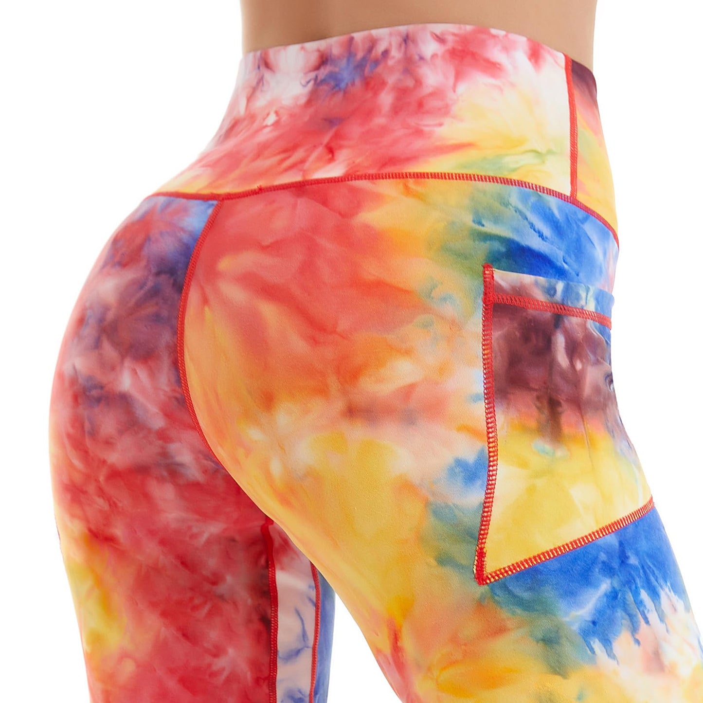 iniber Women's Biker Shorts with Pockets High Waist Workout Yoga Tie Dye Soft Spandex Athletic Bicycle Leggings Shorts for Running