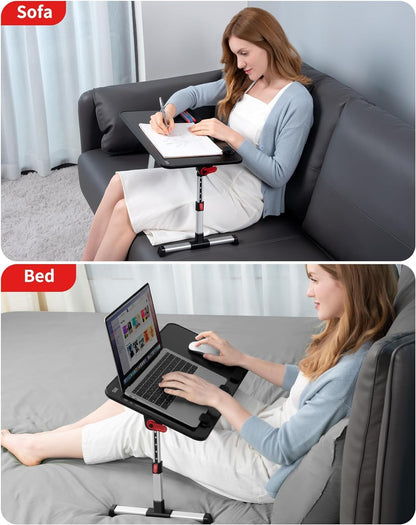 Laptop Desk Table, SAIJI Adjustable Laptop Stand, Portable Lap Desks with Foldable Legs, Notebook Standing Breakfast Tray Reading Desk for Sofa Couch Bed Floor (Black,Medium Size)