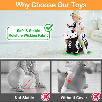 iPlay, iLearn Bouncy Pals Skeleton Hopping Horse, Toddler Bouncing Animal Toys, Inflatable Plush Bounce Hopper, Kid Indoor Ride On Bouncer, Halloween Birthday Gifts 18 Months 2 3 4 5 Year Old Boy Girl
