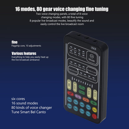 I9 Voice Changer Set, Mini Live Broadcast Voice Disguiser, Portable Sound Board Voice Changer, 8 Different Sounds/Sound Effects, for iOS, for Android (English Version)
