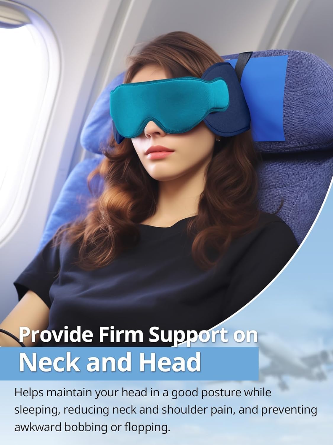 Inspireyes Travel Pillows for Airplanes, FSA HSA Eligible Approved Travel Accessories for Long Flight, Car Travel Pillow for Kids, Eye Mask for Sleeping Airplane, Light Black