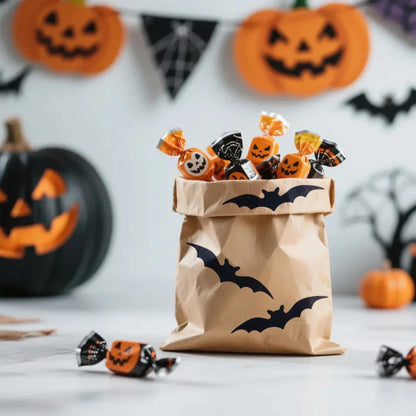 WRAPAHOLIC Halloween Bats Stickers Roll - Tiny Black Bat Design, 1.6 x 0.8 Inch, 500 Total Labels, Perfect for Gift Wrap & Shipping, Halloween, Kids Treat Bags, Outdoor Use