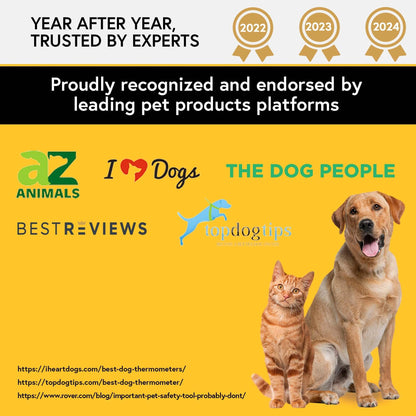 iProven Dog & Cat Thermometer for Accurate Fever Detection, Comfortable Flexible Tip, Waterproof Pet Thermometer, Fast Readings in 20 sec, Whelping and Veterinary Supply, DTK-117Y