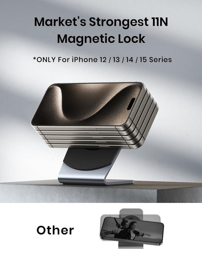 INIU Wireless Charger, 15W Fast Charging Magnetic Wireless Charger Stand, Travel Essential Wireless Charging Station with Sleep-Friendly Adaptive Light, for iPhone 16/15/14/13/12 Series, Airpods