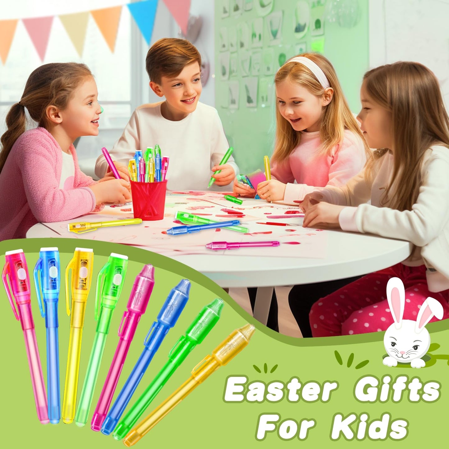 iGeeKid 32 Pack 2 Style Invisible Ink Pen with UV Black Light Party Favor for Kids 8 12 Secret Spy Pens Magic Disappearing Ink Markers Clasroom Prize Birthday Gifts Halloween Goodie Bags Stuffers