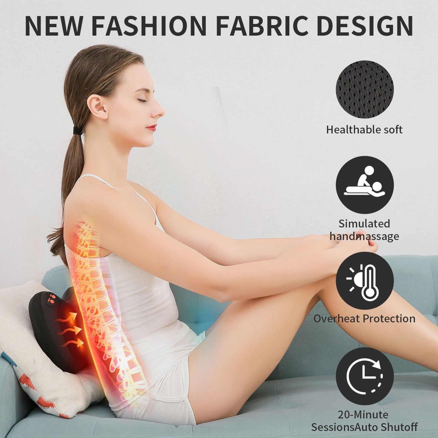 iKristin Back Massager, Shiatsu Neck Massager with Heat, Electric Back Massager for Shoulder, Back, Leg, Deep Tissue Kneading Massage to Relief Muscles, Massage Pillow for Mom/Dad/Women/Men
