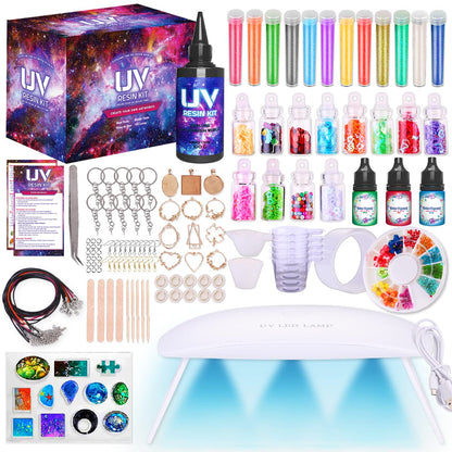 Insnug UV Resin Jewelry Making Kit with Silicone Molds UV Light,DIY Kits Jewelry Bracelet Making Kits Supplies Necklace Keychain Bracelet Arts and Crafts Resin Bundle (Jewelry Set)