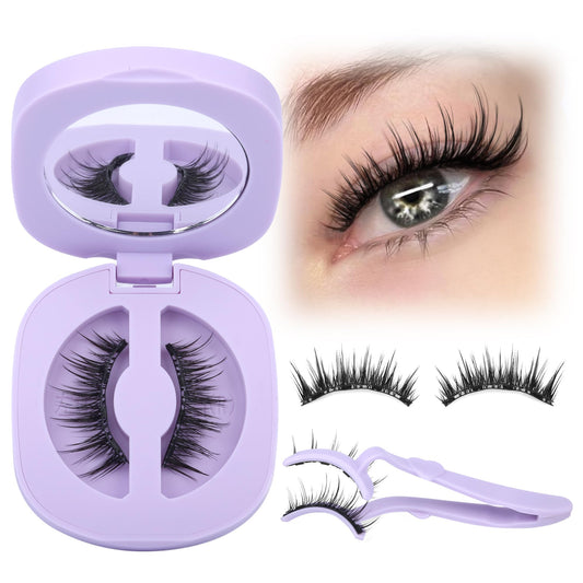 Lanflower Magnetic Eyelashes Reusable Natural Look Magnetic Lashes with Applicator Wispy False Eyelashes with Magnets No Eyeliner