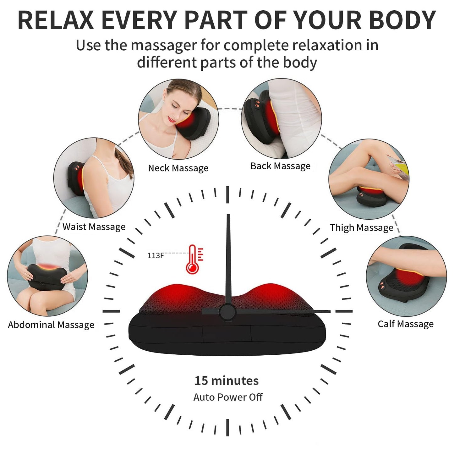 iKristin Back Massager, Shiatsu Neck Massager with Heat, Electric Back Massager for Shoulder, Back, Leg, Deep Tissue Kneading Massage to Relief Muscles, Massage Pillow for Mom/Dad/Women/Men