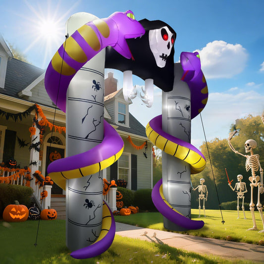Lanstics Halloween Inflatable Arch Ghost Decoration Outdoor Decorations Blow Up Yard Build-in LEDs for Halloween Christmas Outdoor Indoor Garden Lawn Yard Party Decor