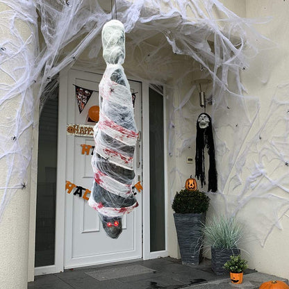 Zcaukya Halloween Decorations, 72 Inch Hanging Spooky Scary Creepy Mummy Decoration with LED Glowing Eyes and Voice Activated for Halloween Party, Haunted House, Yard, Ceiling, Indoor Outdoor Decor