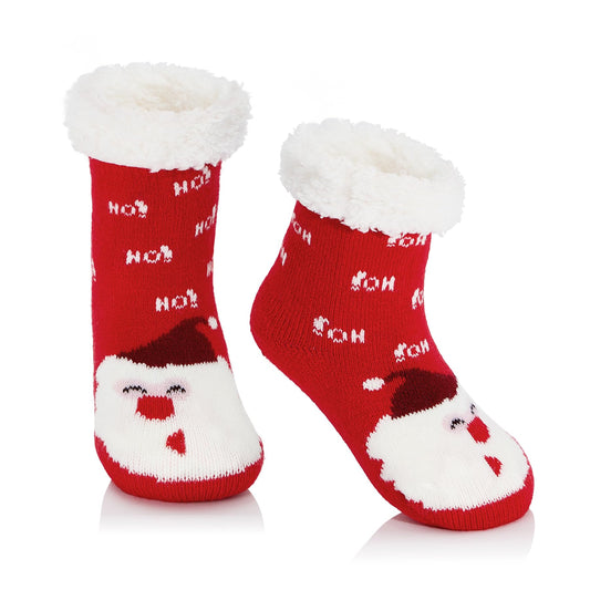 Zando Kids Christmas Socks Baby Fuzzy Slipper Socks for Toddler Girls Boys Winter Santa Claus Red 3-6 Years