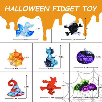 ZEAYOU 80Pcs Halloween Party Favors for Kids, Halloween Fidgets Toys with Mini Pop Keychain, Halloween Fidget Sensory Pop Toys, Classroom Prizes Box, Treasure Chest Treat Bags Gifts, Stress Relief