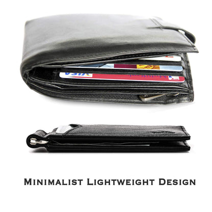 YBONNE Mens Slim Wallet with Money Clip Front Pocket RFID Blocking Thin Bifold Leather Card Holder Minimalist Mini Billfold