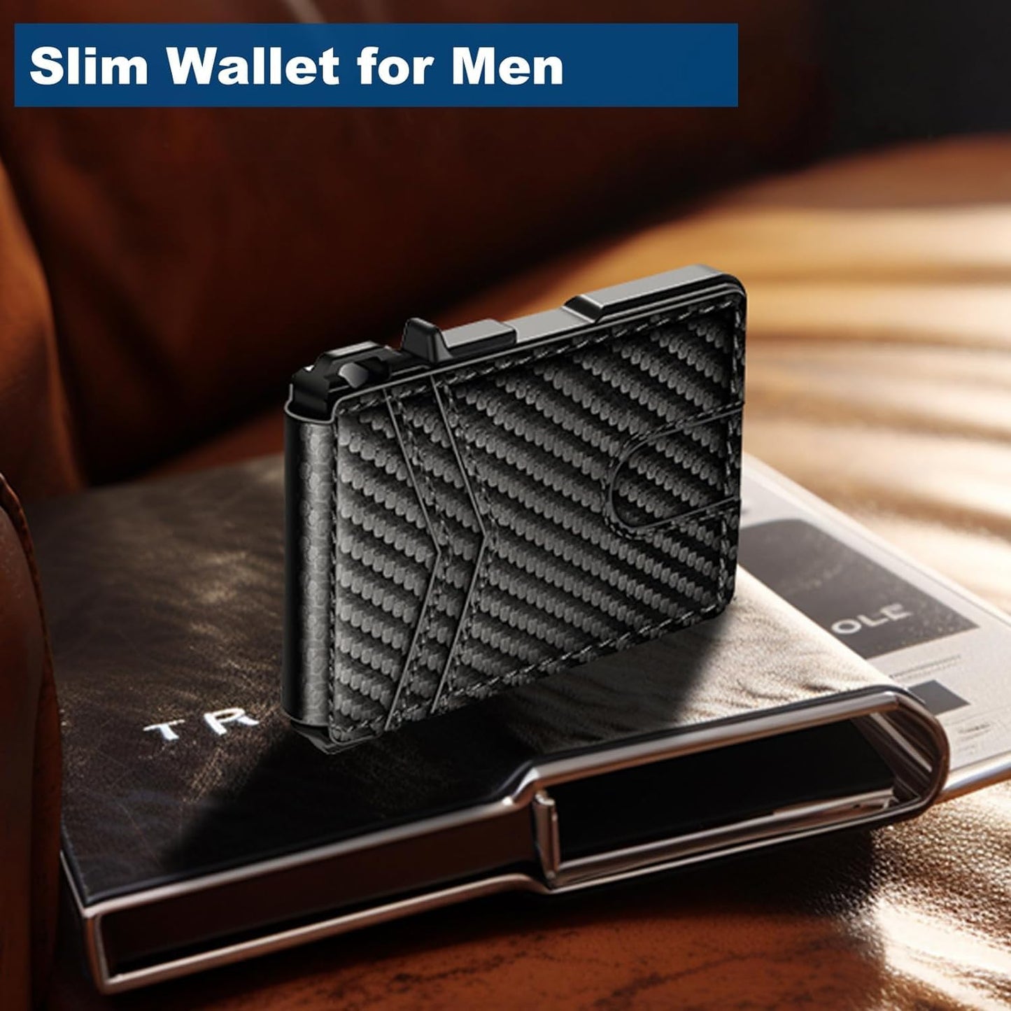 ZALVEX Wallet for Men, Mens Minimalist Wallet 9-13 Cards, Slim Compact Wallet with Money Clip & ID Window, RFID Blocking Smart Pop Up Card Wallet, Metal Aluminum Credit Card Holder Bifold Wallet