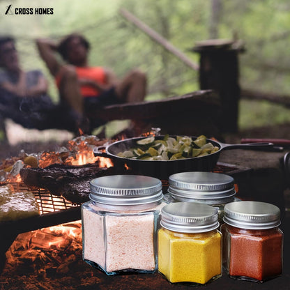 20 Set Magnetic Spice Jars Large 4 oz Refrigerator Hexagon Glass Spice Jars Magnetic Lids Shaker Spice Labels Magnet Glass Spice Containers for RV Travel Trailer Kitchen Fridge Cabinet Wall mount