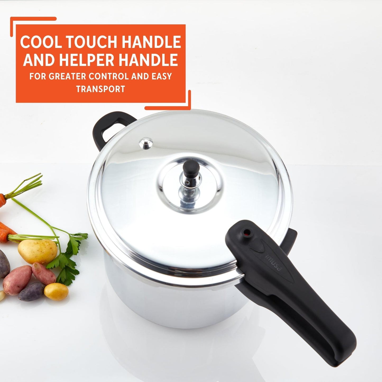 IMUSA USA A417-80801W Stovetop Aluminum Pressure Cooker 7.0-Quart,Silver