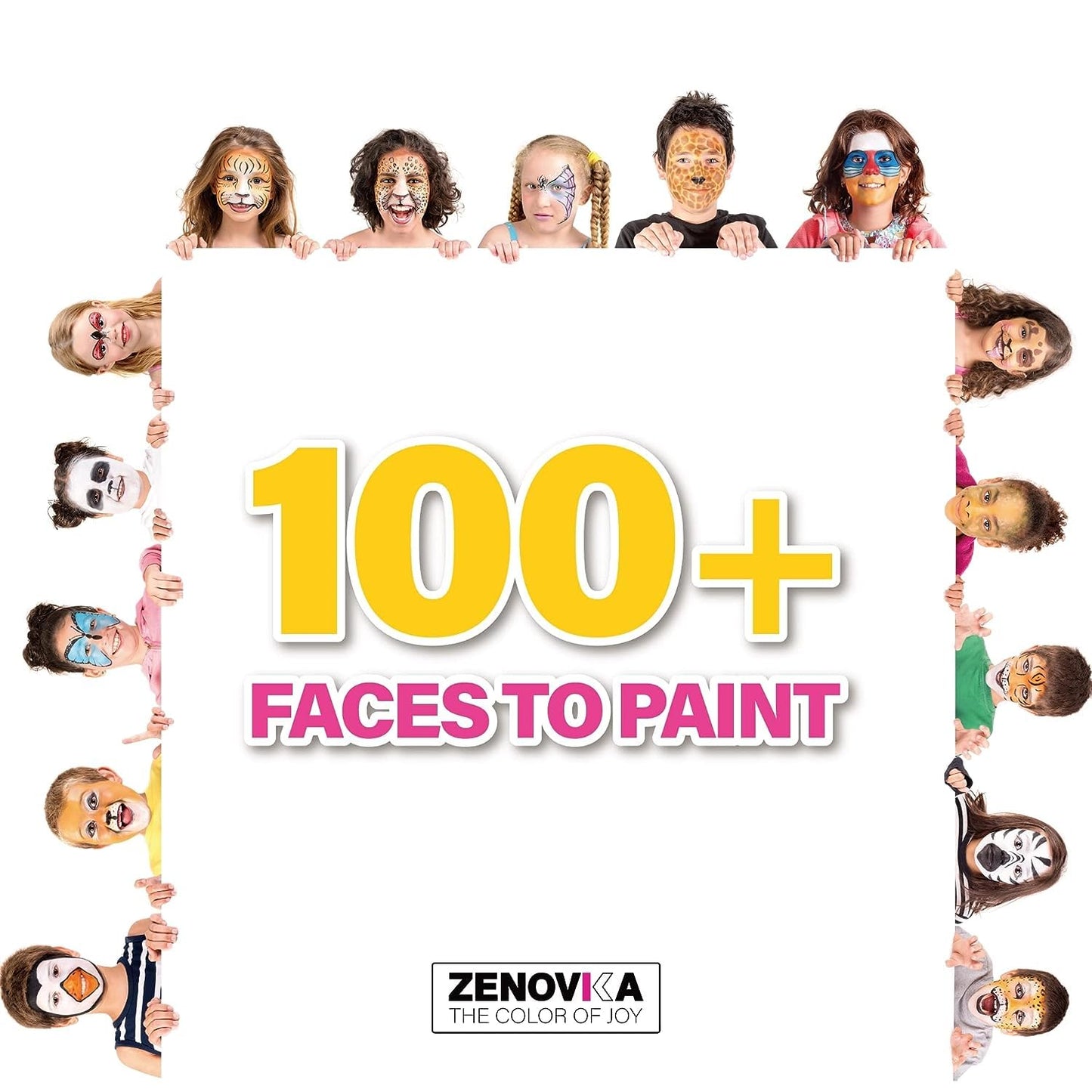 Zenovika Face Painting Kit for Kids - 28 Colors Professional Face Paint Kit, Non-Toxic and Hypoallergenic, Stencils, Book, Halloween Makeup Kit - Safe and Easy to Use Face Paint Kit for Kids