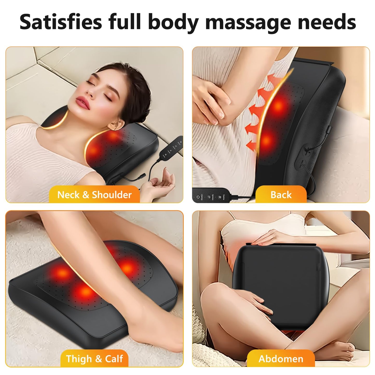 iKristin Back Massager with Heat,Shiatsu Neck Back Massager Pillow,Deep Tissue Kneading Back Massage,Massage Pillow for Shoulders,Legs,Foot,Body Muscle Relief,Neck Massager for Women/Men/Dad/Mom