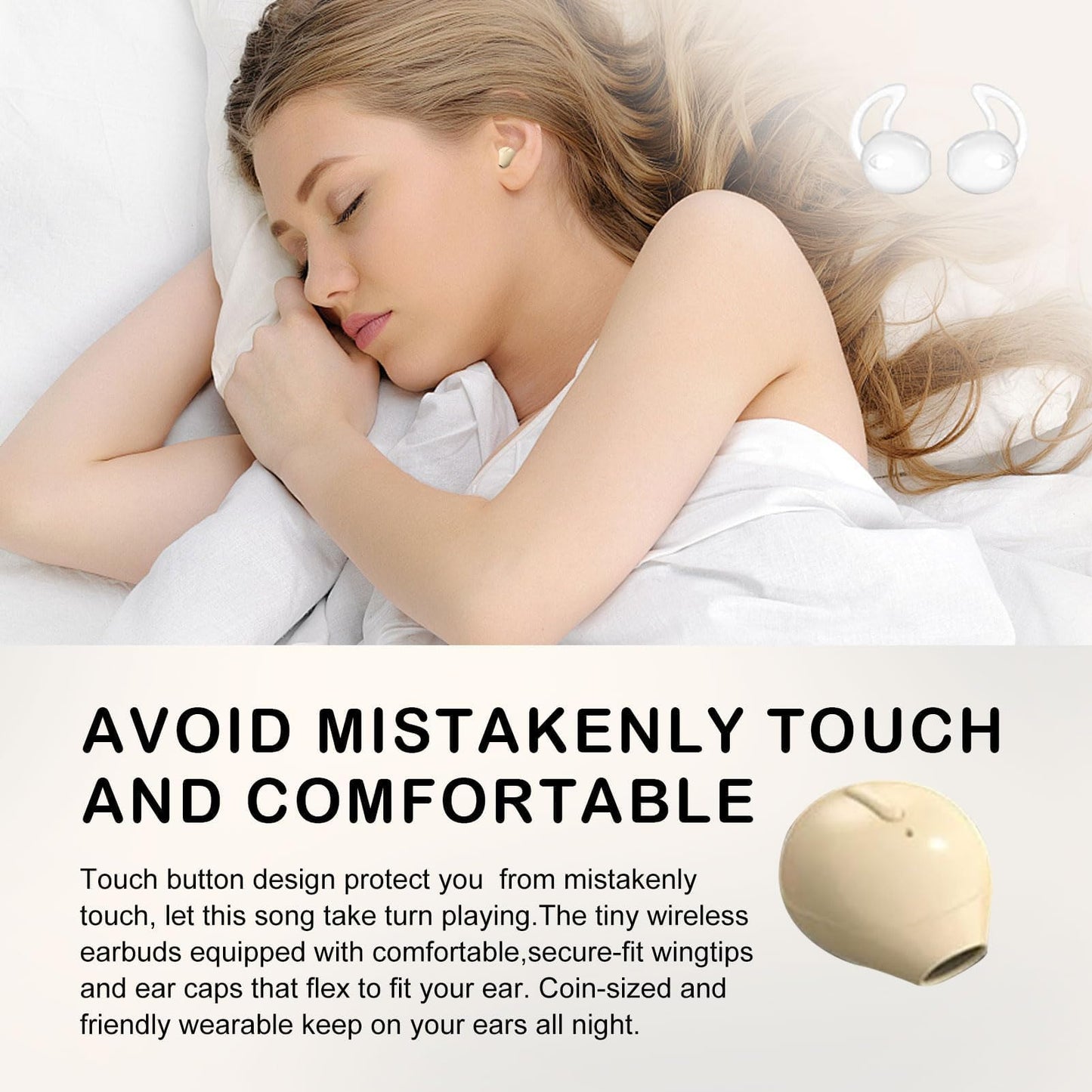 Invisible Earbuds Sleep Smallest Bluetooth Earbuds Mini Wireless Ear Buds Discreet Bluetooth Earpiece Tiny Hidden Small Ears Earbud for Work Headphones True Wireless Earpiece with Charging Case