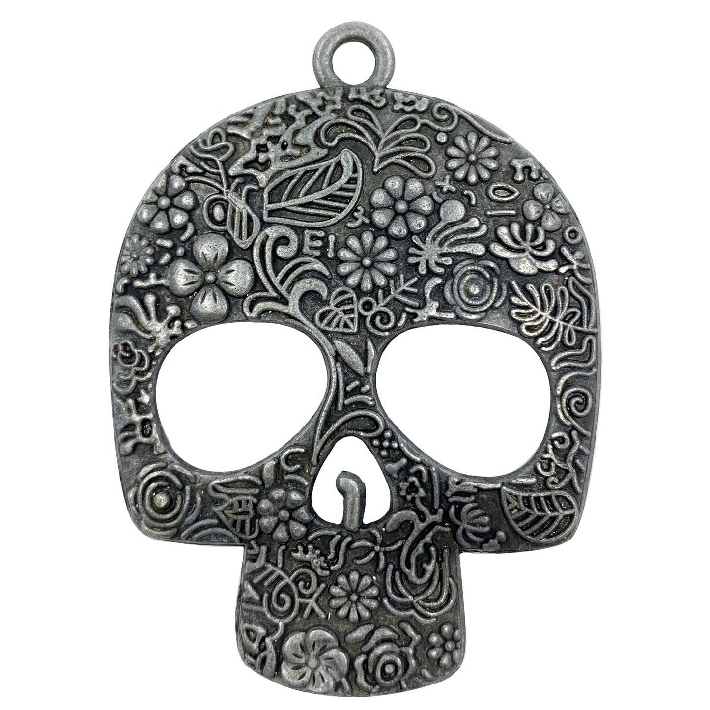 ZILucky Set of 12 Sugar Skull Shower Curtain Hooks Decorative Home Bathroom Stainless Steel Rustproof Skeletons Shower Curtain Rings Decor Accessories (Pewter)