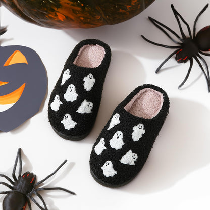 XUILOG Halloween Horror Slippers Christmas Slippers Holiday Slipper House Shoes Home Slipper for Women phantom ghost Slipper Black, 7-8