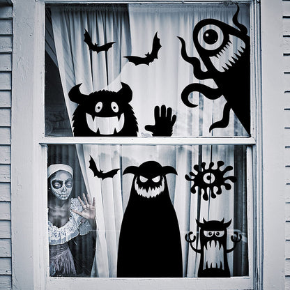 LOMIMOS Large Halloween Window Clings Decorations,Giant Silhouette Demon Ghost Window Stickers Decals for Halloween Home Decor Indoor Party Decorations
