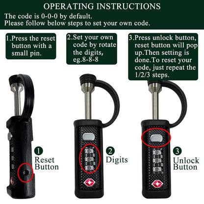 LAFENLIN Gun Case Locks 2 Pack, TSA Approved Case Locks for Gun Case, Handgun Cases Padlock for Gun Safe, Air Travel Lock Hard Pistol Cases Lock for Rifles and Shotguns, 3 Digits Heavy Duty TSA Locks