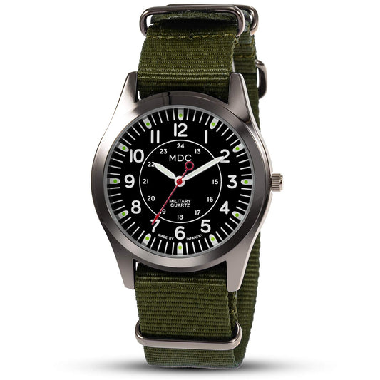Infantry Black Military Watches for Men Tactical Wrist Watch Outdoor Sport Field Analog Work Army Wristwatch Men's Green Nylon Band by MDC