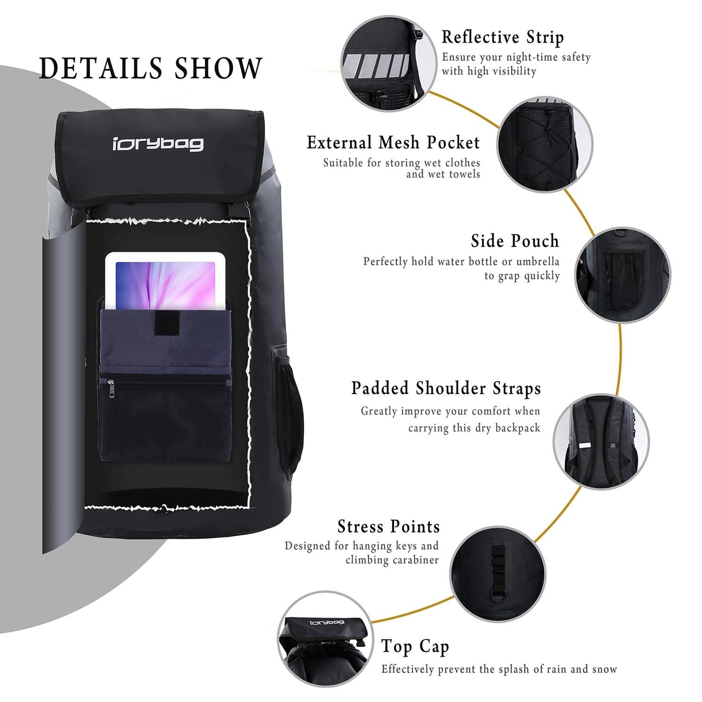 IDRYBAG Waterproof Backpack for Men 25L/45L, Dry Bags Kayak, Dry Backpack Camping Hiking