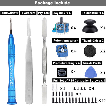 Ikpek 4 Pack Analog 3D Joysticks Replacement for DualSense PS5 Controller, Joysticks Part with Repair Screwdriver Kit for PlayStation 5 Controller