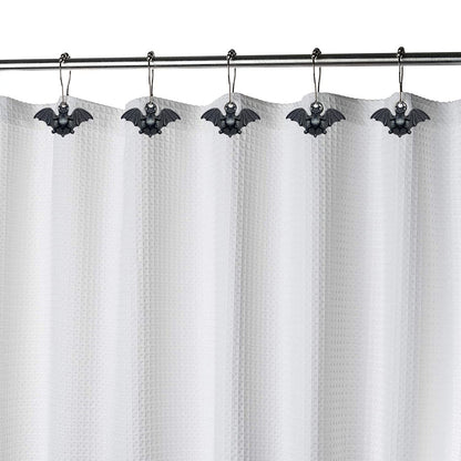 ZILucky Set of 12 Bats Shower Curtain Hooks Rings Halloween Party Supplies Haunted House Decoration Stainless Steel Rustproof (Black-Bat)