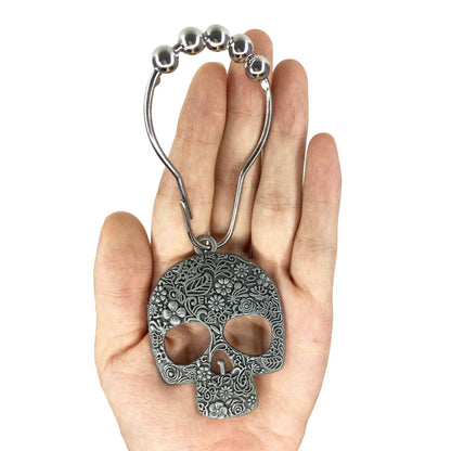 ZILucky Set of 12 Sugar Skull Shower Curtain Hooks Decorative Home Bathroom Stainless Steel Rustproof Skeletons Shower Curtain Rings Decor Accessories (Pewter)