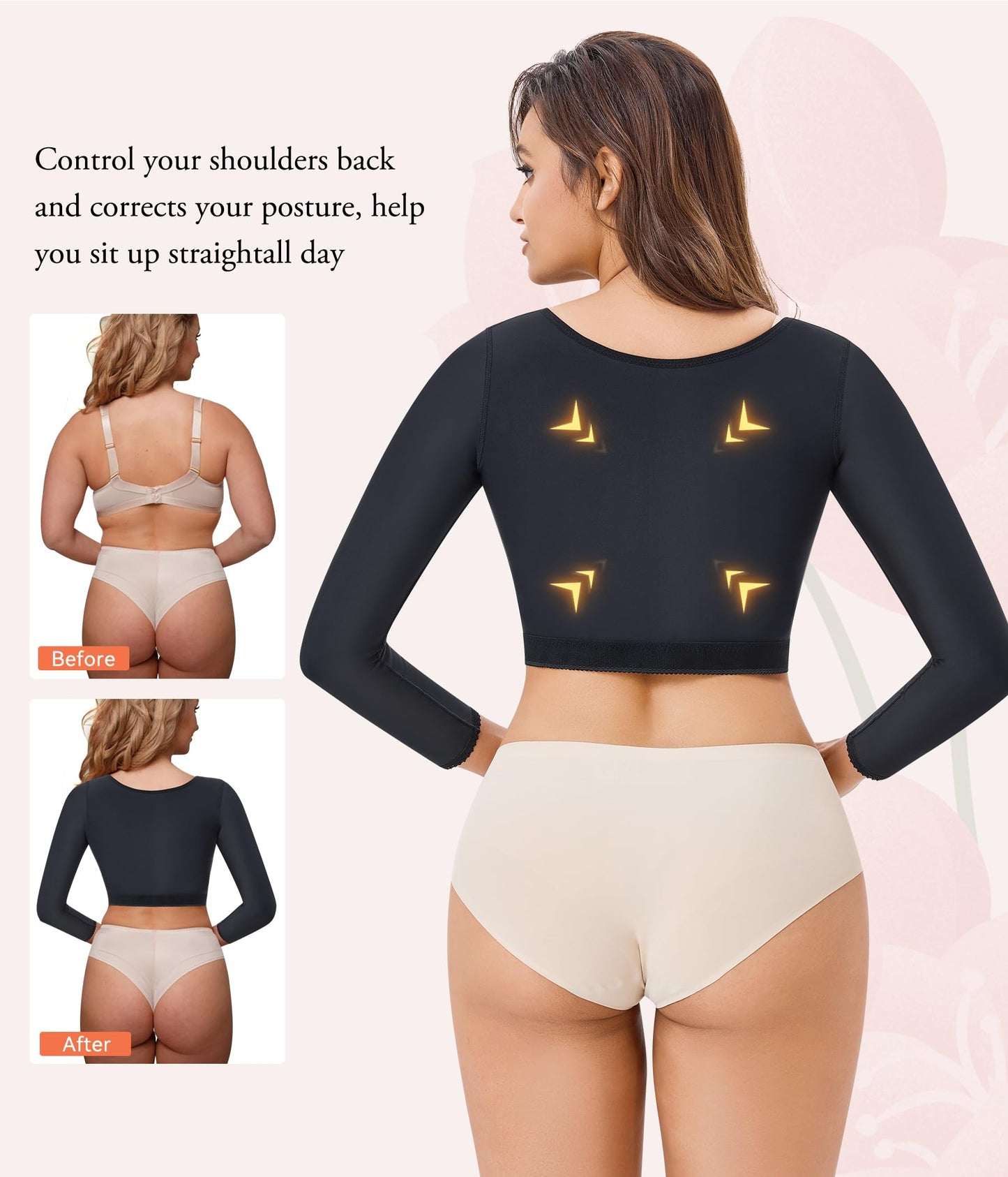 LANCS Women Upper Arm Shaper Post Surgical Compression Sleeves Slimmer Tops Posture Corrector Vest Shapewear