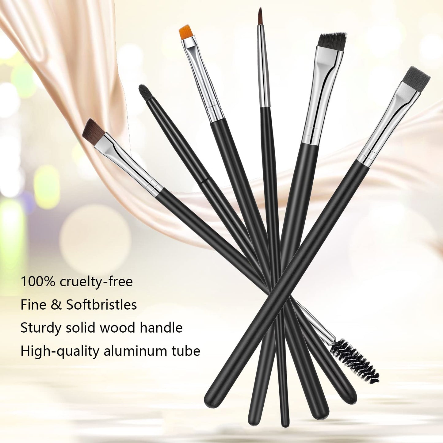 Zopeal 6 Pieces Eyebrow Brush Set Makeup Brush Set Flat Eyeliner Thin Angled Comb Firm Brow Eye Shadow Eyeliner Black Duo Spoolie for Eye Makeup