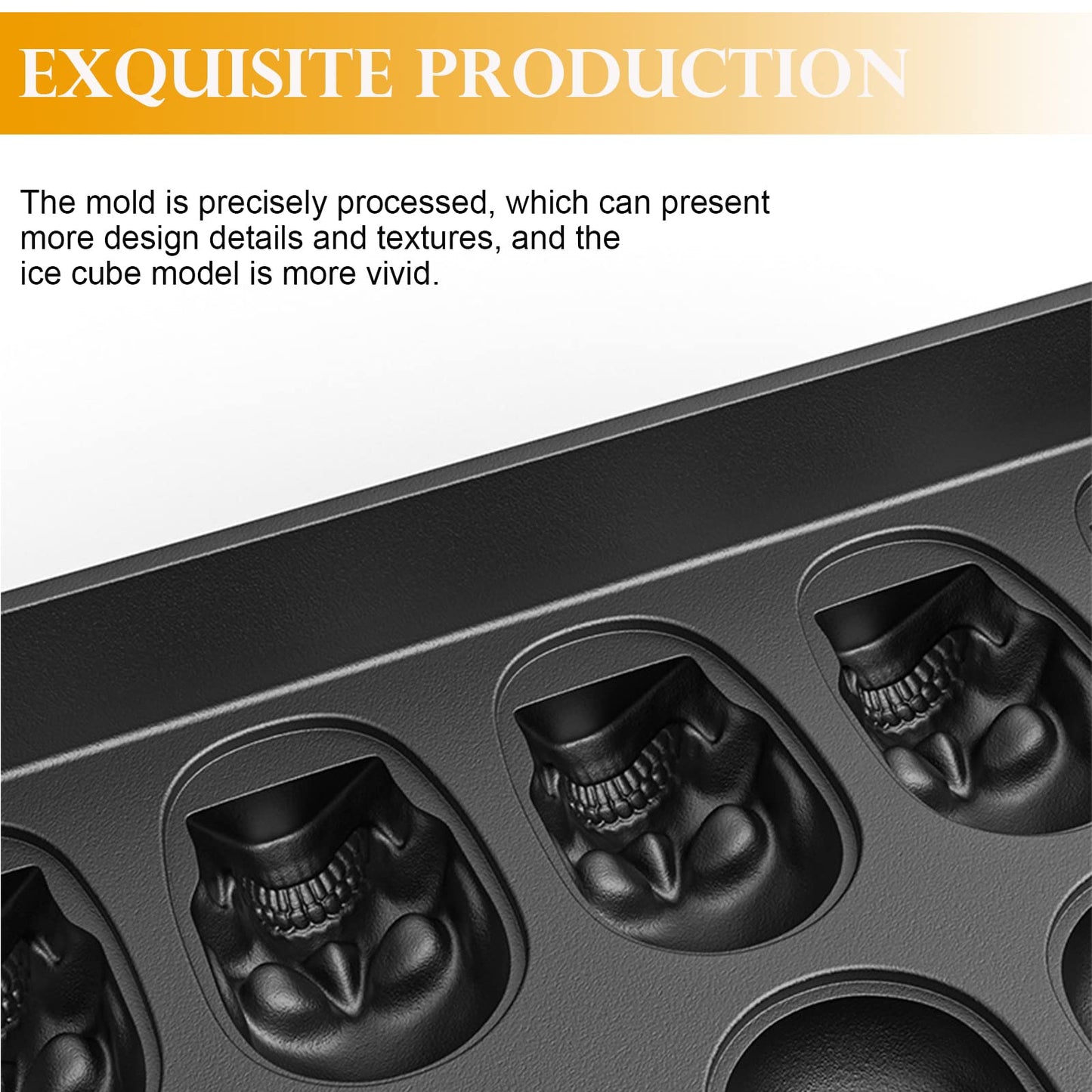 Ice Cube Trays,Silicone Ice Cube Mold Maker with Lid,Skull Head Style Mold,for Chilling Whiskey, Cocktail, Beverages,Pudding Chocolate