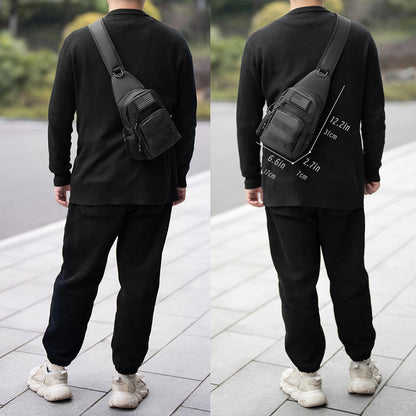 Laoyemen Tactical Sling Bag with Flag Patch - Military Backpack for Hiking, Hunting, Fishing - Crossbody Bags for Men