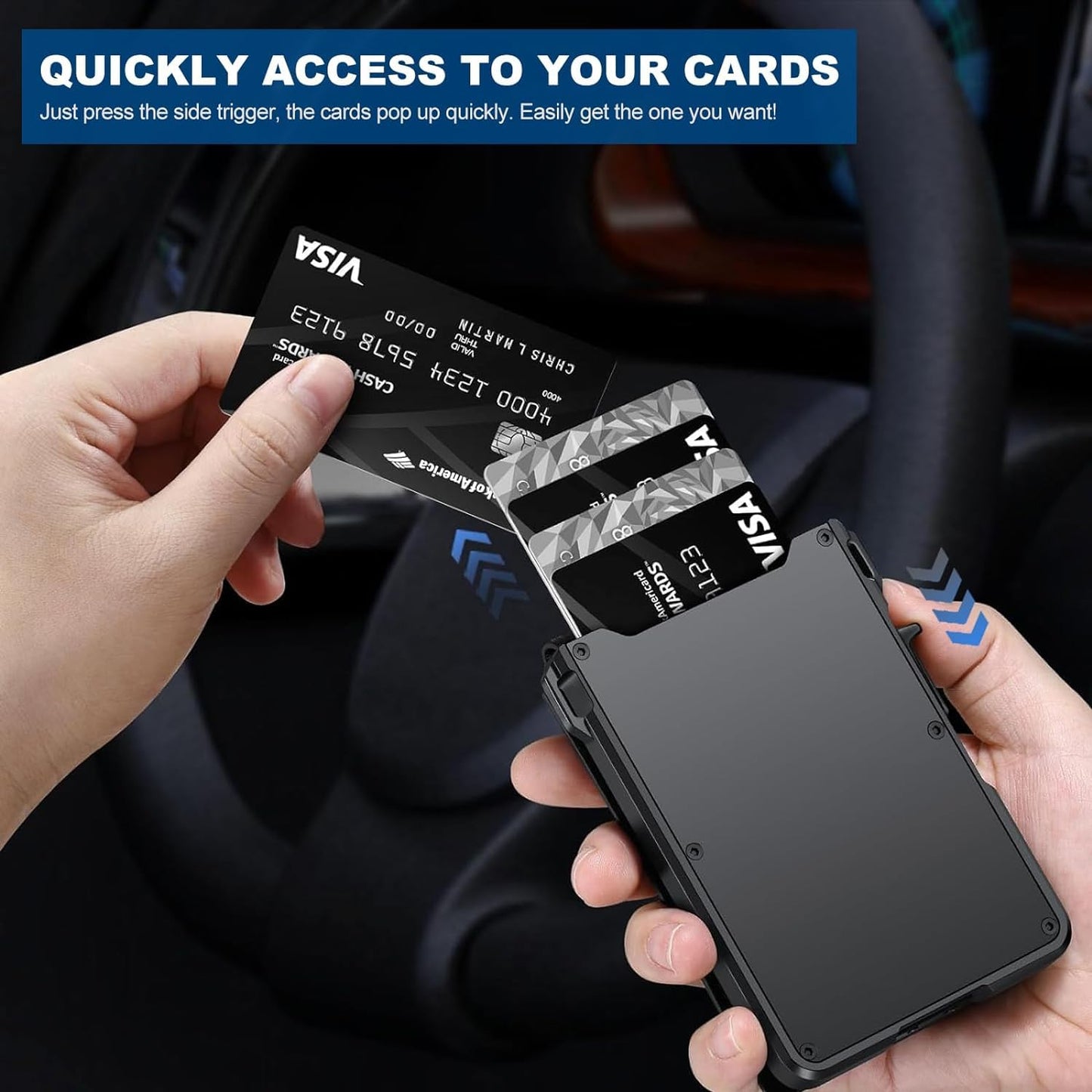 ZALVEX Wallet for Men, Mens Minimalist Wallet 9-13 Cards, Slim Compact Wallet with Money Clip & ID Window, RFID Blocking Smart Pop Up Card Wallet, Metal Aluminum Credit Card Holder Bifold Wallet