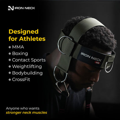 Iron Neck Harness Alpha, Versatile Neck Exerciser, Strengthener and Trainer with Adjustable Head and Chin Strap, Portable Head Harness for Weight Lifting, Home and Gym Use