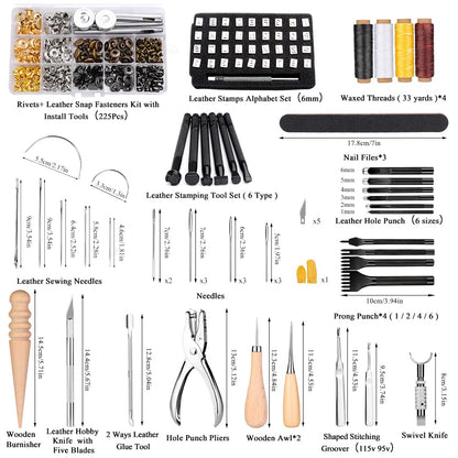 IMZAY 415 PCS Leather Working Kit, Leather Tool Kit, Leather Crafting Kit with Leather Working Tools Punching Sewing Stamping Sanding Tools for Leather Working Professional