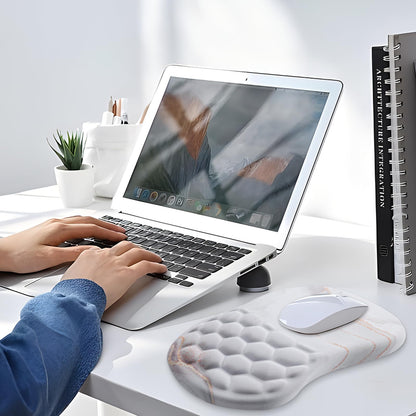 Laokiiy Mouse Pad Wrist Support, Ergonomic Mouse Pad with Wrist Rest, Comfortable Computer Mouse Pad for Laptop, Pain Relief Mousepad with Non-Slip PU Base White