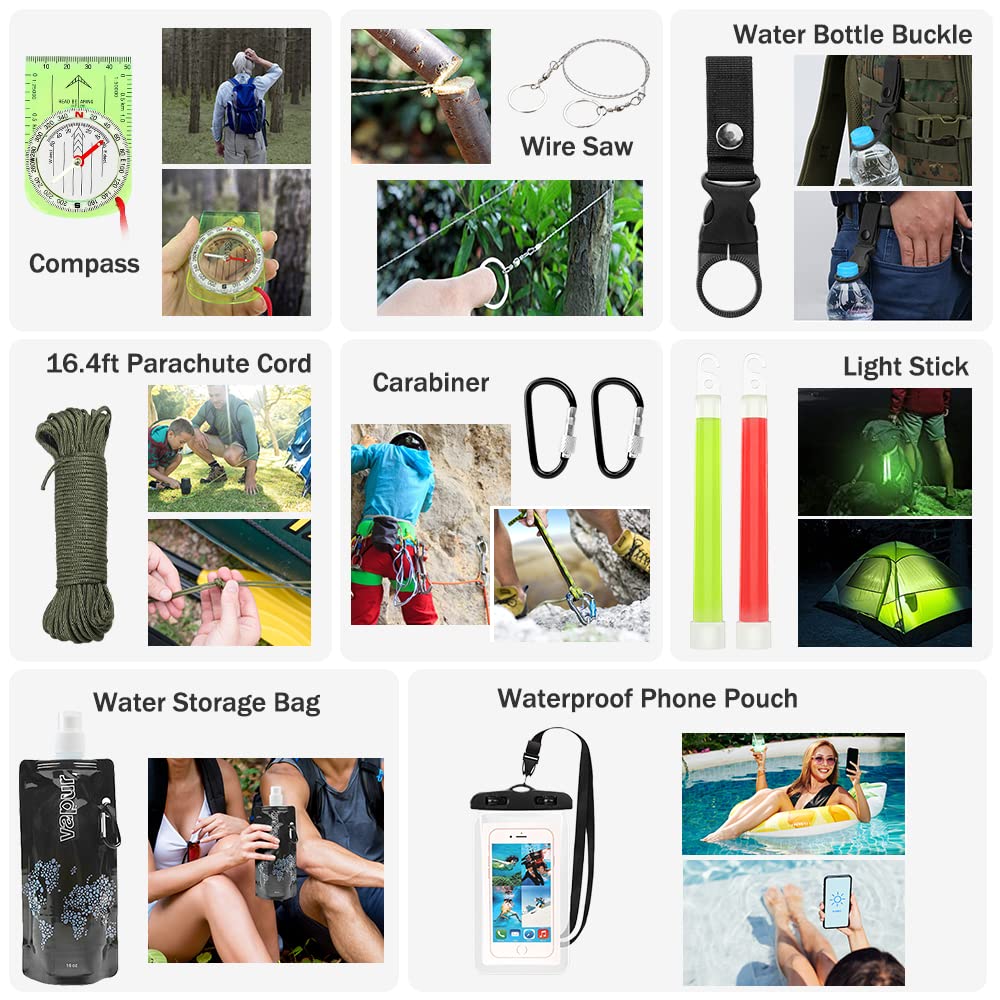 235Pcs Emergency Survival Kit and First Aid Kit Professional Gear Tool with IFAK Molle System Compatible Bag, Gift for Men Camping Outdoor Adventure Boat Hunting Hiking & Earthquake (Black)