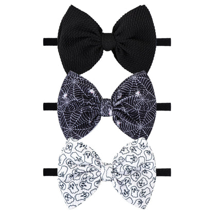 YanJie Halloween Bows for Baby Girls Elastic Nylon Headbands Toddler Girls Spider Hair Bows Ghost Hair Halloween Accessories Newborn