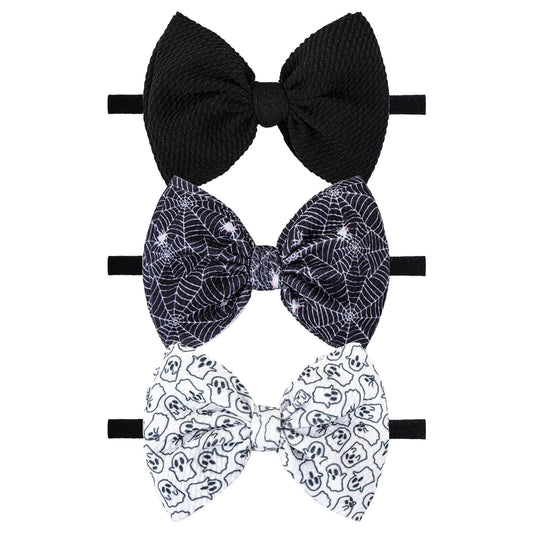 YanJie Halloween Bows for Baby Girls Elastic Nylon Headbands Toddler Girls Spider Hair Bows Ghost Hair Halloween Accessories Newborn
