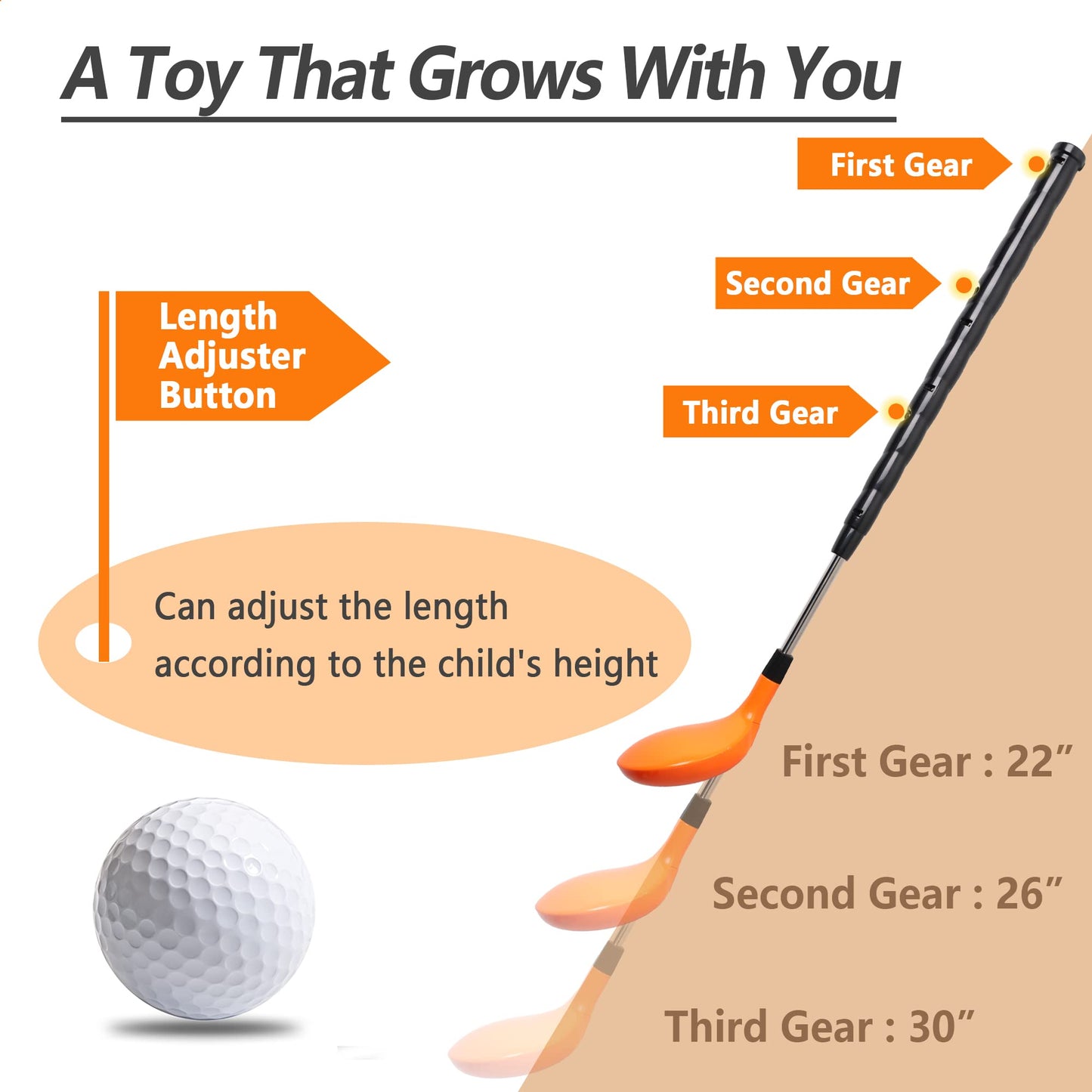 iPlay, iLearn Kids Golf Toys Set W/Left & Right Club Head, Boys Outdoor Sport Toy Age 3-5, Toddler Indoor Golf Ball Game, Child Exercise Active, Yard Play Birthday Gift 4 6 7 8 Year Olds Toddler Girl