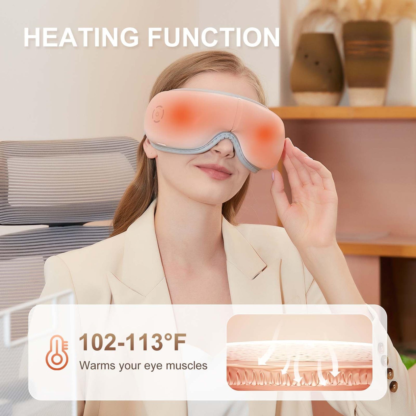 LAOBEN Eye Massager with Heat, Heated Eye Mask with Bluetooth Music, Massages Eye Muscles, Eye Care Gift with 5 Massage Modes and 180° Folding Design, Gifts for Friend, Mom and Dad
