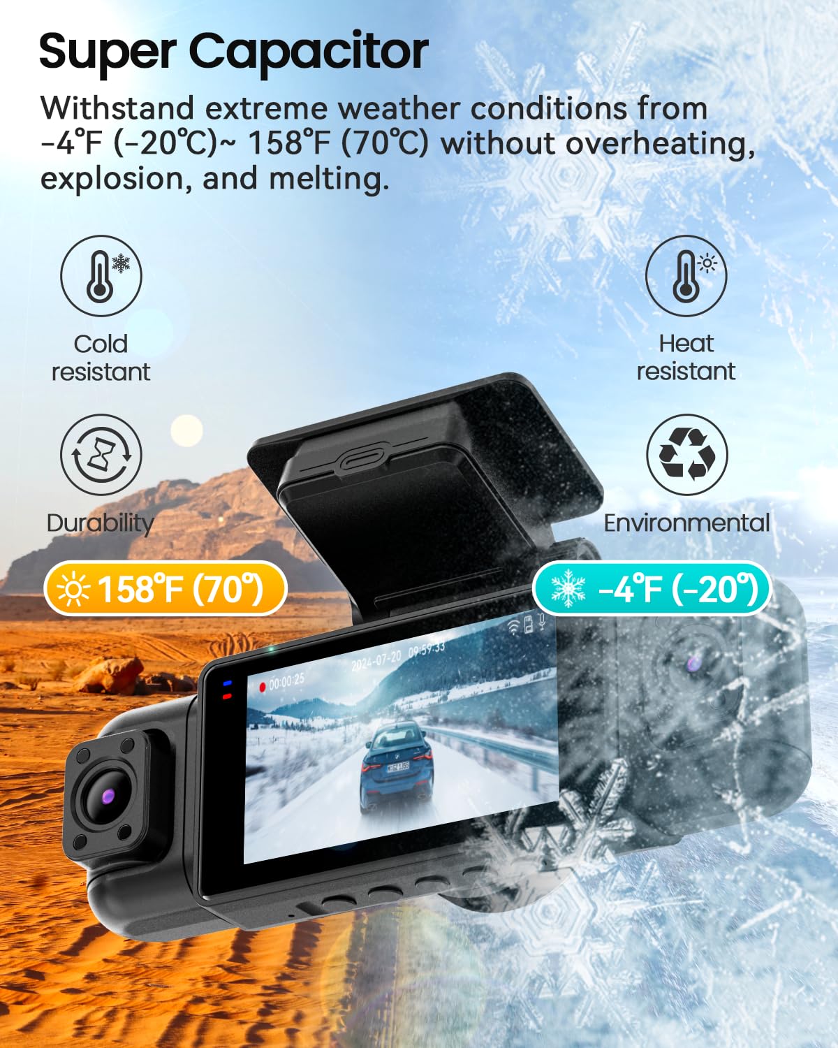 IIWEY N5 4 Channel Dash Cam 360° View, 1080P Front and Rear Inside, Left Right Dash Camera for Cars, 8 IR Lamps Night Vision, 5G WiFi & APP Control, G-Sensor, Parking Mode, with a Free 128GB SD Card
