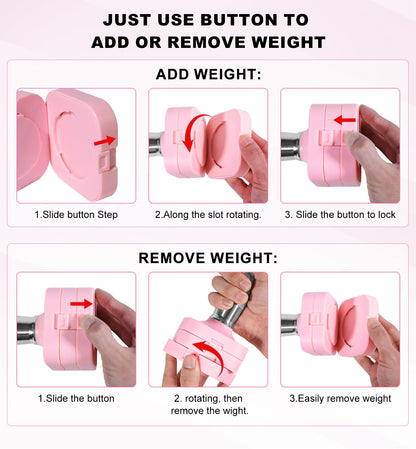 20LBS Adjustable Dumbbell Set for Women Men, 4 in 1 Free Weights Dumbbells Set Hand Weights Set Adjust Dumbbell Weight Set for Home Gym Exercise Workout Strength Training Equipments, Pink