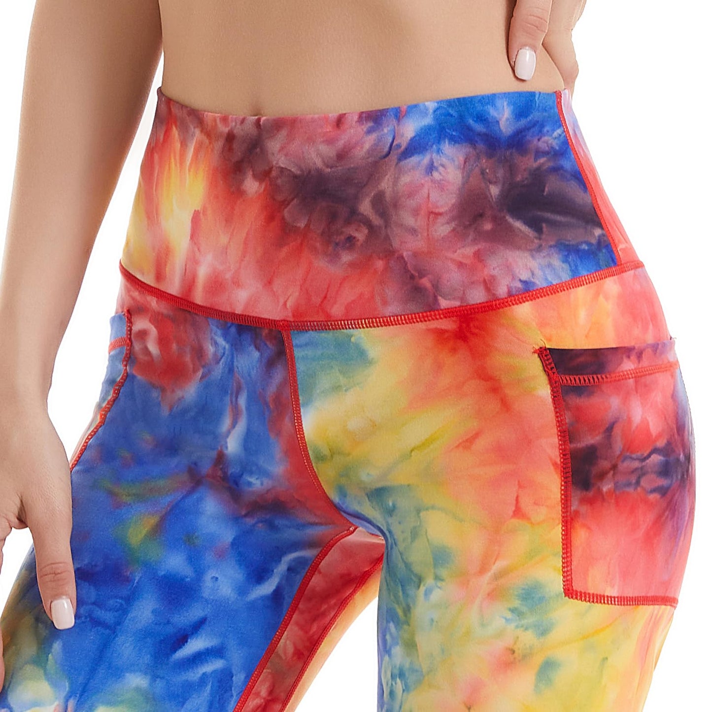 iniber Women's Biker Shorts with Pockets High Waist Workout Yoga Tie Dye Soft Spandex Athletic Bicycle Leggings Shorts for Running